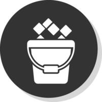 Ice Bucket Glyph Shadow Circle Icon Design vector