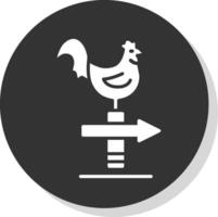 Chicken Glyph Shadow Circle Icon Design vector