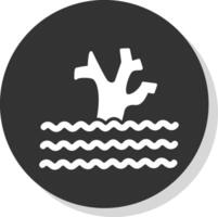 Flood Glyph Shadow Circle Icon Design vector