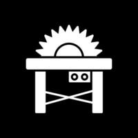 Table Saw Glyph Inverted Icon Design vector