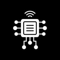Computer Chip Glyph Inverted Icon Design vector