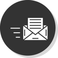 Envelope Glyph Shadow Circle Icon Design vector