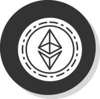 ethereum moneda glifo sombra circulo icono diseño vector