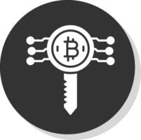 Bitcoin Key Glyph Shadow Circle Icon Design vector