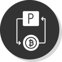 bitcoin paypal glifo sombra circulo icono diseño vector