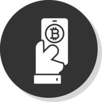 Pay Bitcoin Glyph Shadow Circle Icon Design vector