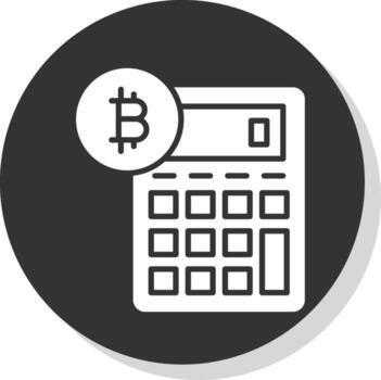 bitcoin calculadora glifo sombra circulo icono diseño vector