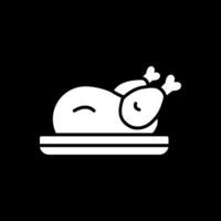 asado pollo glifo invertido icono diseño vector