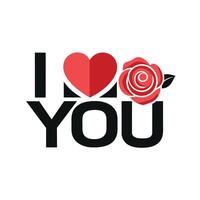 I love you text flat style vector