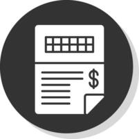 Invoice Glyph Shadow Circle Icon Design vector