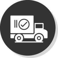 Approve Delivery Glyph Shadow Circle Icon Design vector