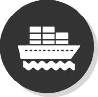 Container Ship Glyph Shadow Circle Icon Design vector