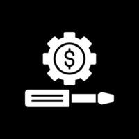 dinero administración glifo invertido icono diseño vector