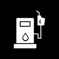 gasolina estación glifo invertido icono diseño vector