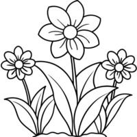 Flower coloring book illustration vector