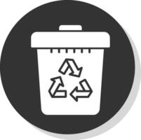 Recycle Bin Glyph Shadow Circle Icon Design vector