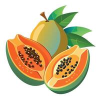papaya Fruta plano estilo ilustración vector