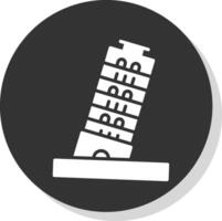 Pisa torre glifo sombra circulo icono diseño vector