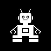 robot glifo invertido icono diseño vector