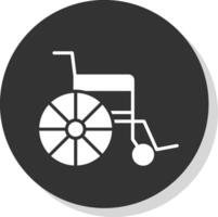silla de ruedas glifo sombra circulo icono diseño vector
