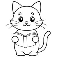 Cat Carton Coloring book illustration line art vector