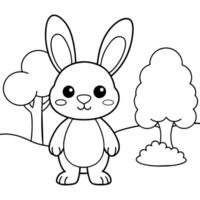 Cute Bunny coloring book illustration vector