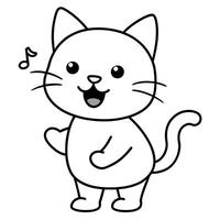 Cat Carton Coloring book illustration line art vector