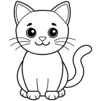 Cat Carton Coloring book illustration line art vector