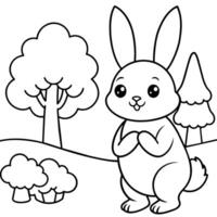 Cute Bunny coloring book illustration vector