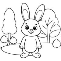 Cute Bunny coloring book illustration vector