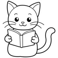 Cat Carton Coloring book illustration line art vector