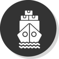 Ship By Sea Glyph Shadow Circle Icon Design vector