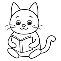 Cat Carton Coloring book illustration line art vector