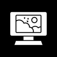 Monitor Glyph Inverted Icon Design vector