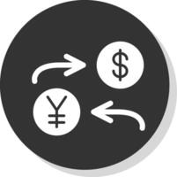 moneda intercambiar glifo sombra circulo icono diseño vector