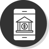 bancario aplicación glifo sombra circulo icono diseño vector