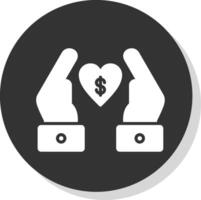 Chrity Donation Glyph Shadow Circle Icon Design vector