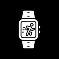 Running Glyph Inverted Icon Design vector