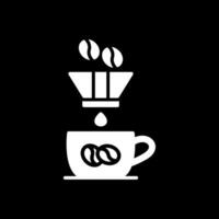 café filtrar glifo invertido icono diseño vector