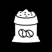 frijol bolso glifo invertido icono diseño vector