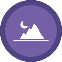 Mountain Glyph Due Circle Icon Design vector