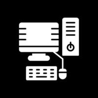 Desktop Computer Glyph Inverted Icon Design vector