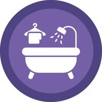 bañera glifo debido circulo icono diseño vector