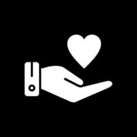 Hand Heart Glyph Inverted Icon Design vector