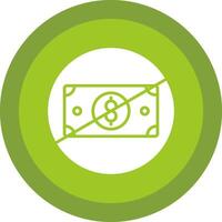 No dinero glifo debido circulo icono diseño vector