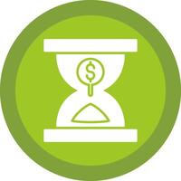 Sand Timer Glyph Due Circle Icon Design vector
