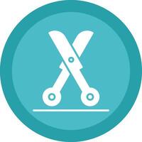 Shears Glyph Due Circle Icon Design vector