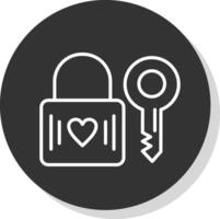 Heart Lock Glyph Due Circle Icon Design vector