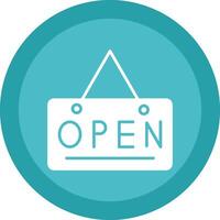 Open Sign Glyph Due Circle Icon Design vector