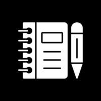 Notebook Glyph Inverted Icon Design vector